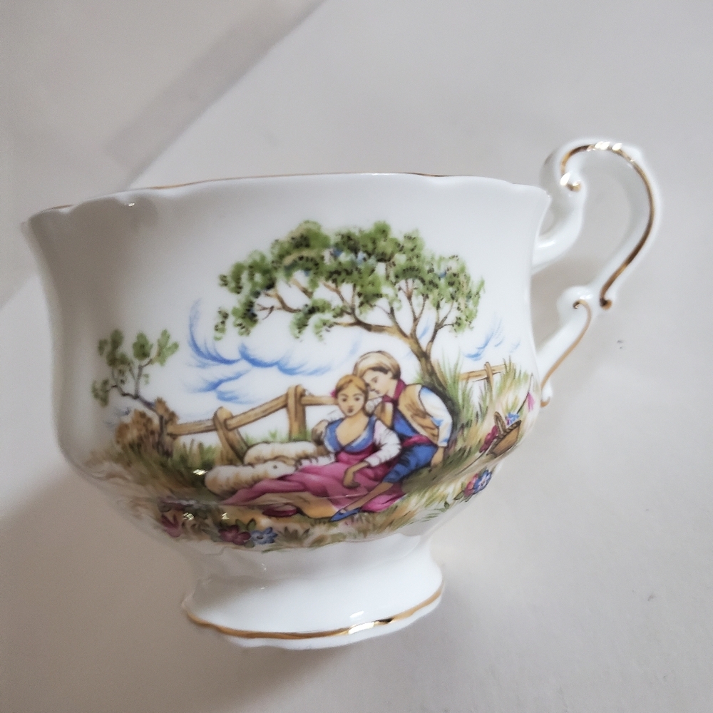 Vintage ROYAL CREST England COUNTRY LOVING COUPLE Tea Cup Only